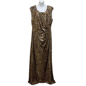 Mary Belle Maxi Dress Sleeveless Leopard Open Back Size 2XL